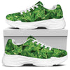 Green Ivy Leaf Pattern Print White Chunky Shoes