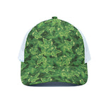 Green Ivy Leaf Pattern Print White Mesh Trucker Cap