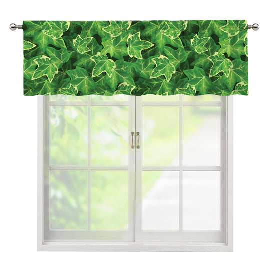 Green Ivy Leaf Pattern Print Window Valance