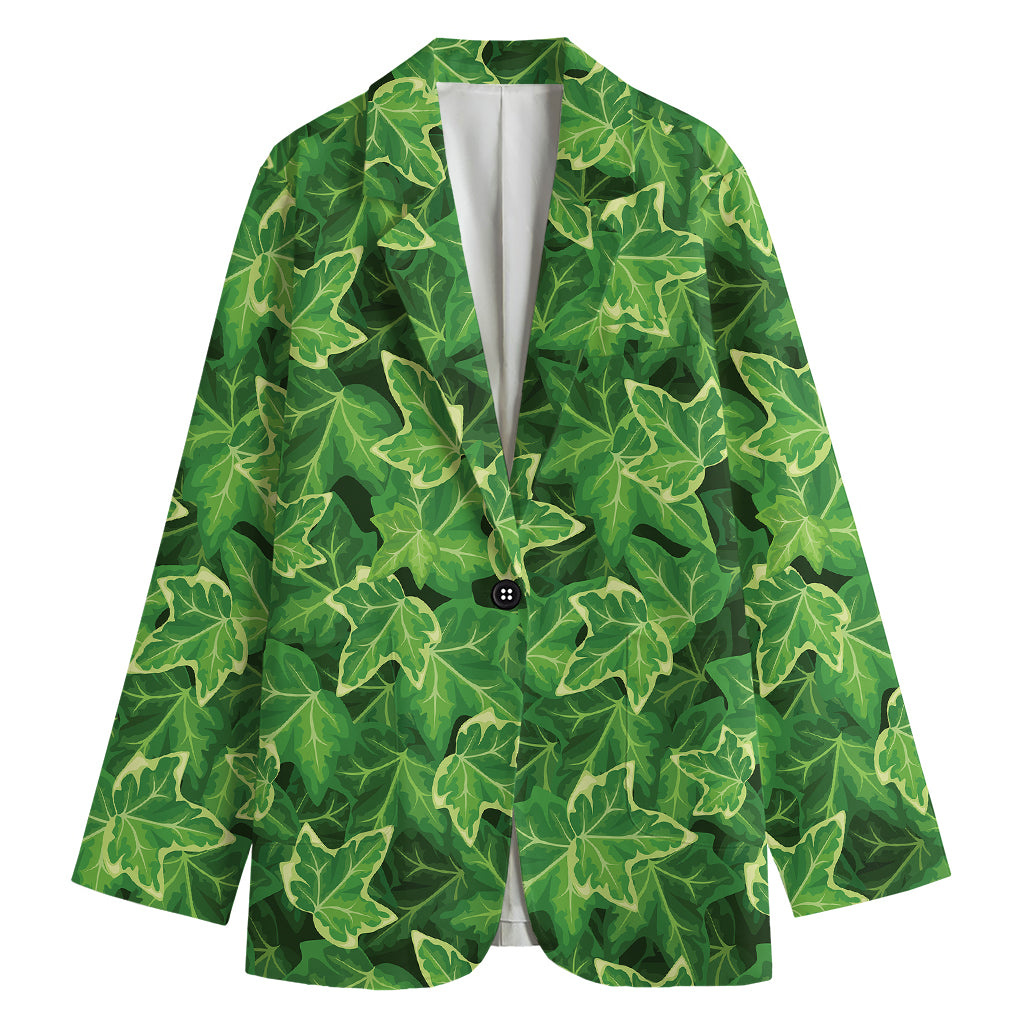 Green Ivy Leaf Pattern Print Women's Blazer