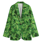 Green Ivy Leaf Pattern Print Women's Blazer