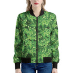 Green Ivy Leaf Pattern Print Women's Bomber Jacket