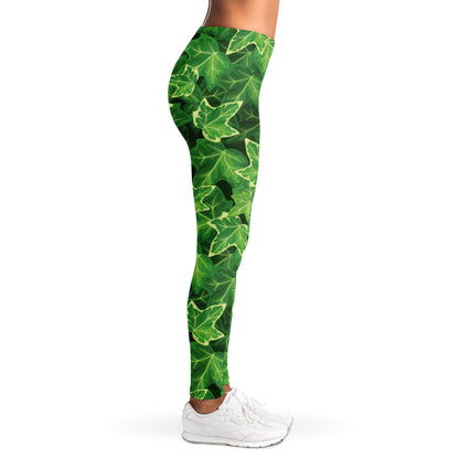 Green Ivy Leaf Pattern Print Women's Leggings
