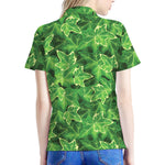 Green Ivy Leaf Pattern Print Women's Polo Shirt