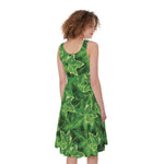 Green Ivy Leaf Pattern Print Women's Sleeveless Dress