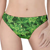 Green Ivy Leaf Pattern Print Women's Thong