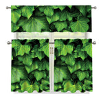 Green Ivy Leaf Print 3 Piece Kitchen Curtains