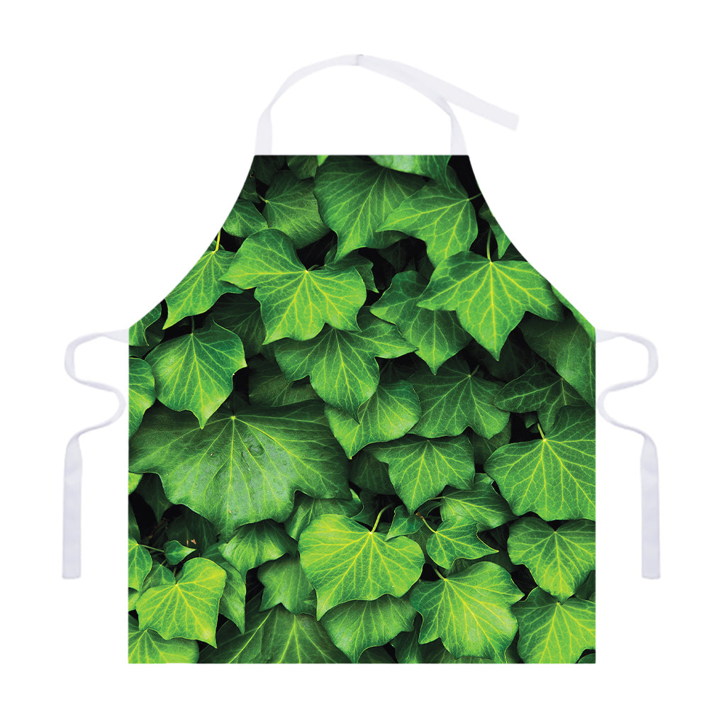 Green Ivy Leaf Print Adjustable Apron