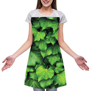 Green Ivy Leaf Print Adjustable Apron