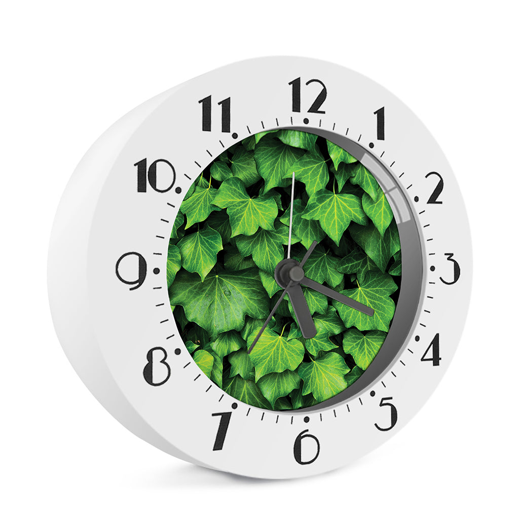 Green Ivy Leaf Print Alarm Clock