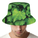 Green Ivy Leaf Print Bucket Hat