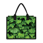 Green Ivy Leaf Print Canvas Tote Bag