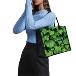 Green Ivy Leaf Print Canvas Tote Bag