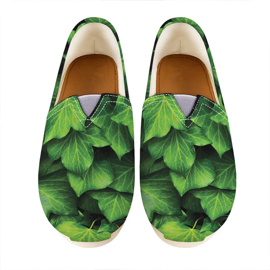 Green Ivy Leaf Print Casual Shoes