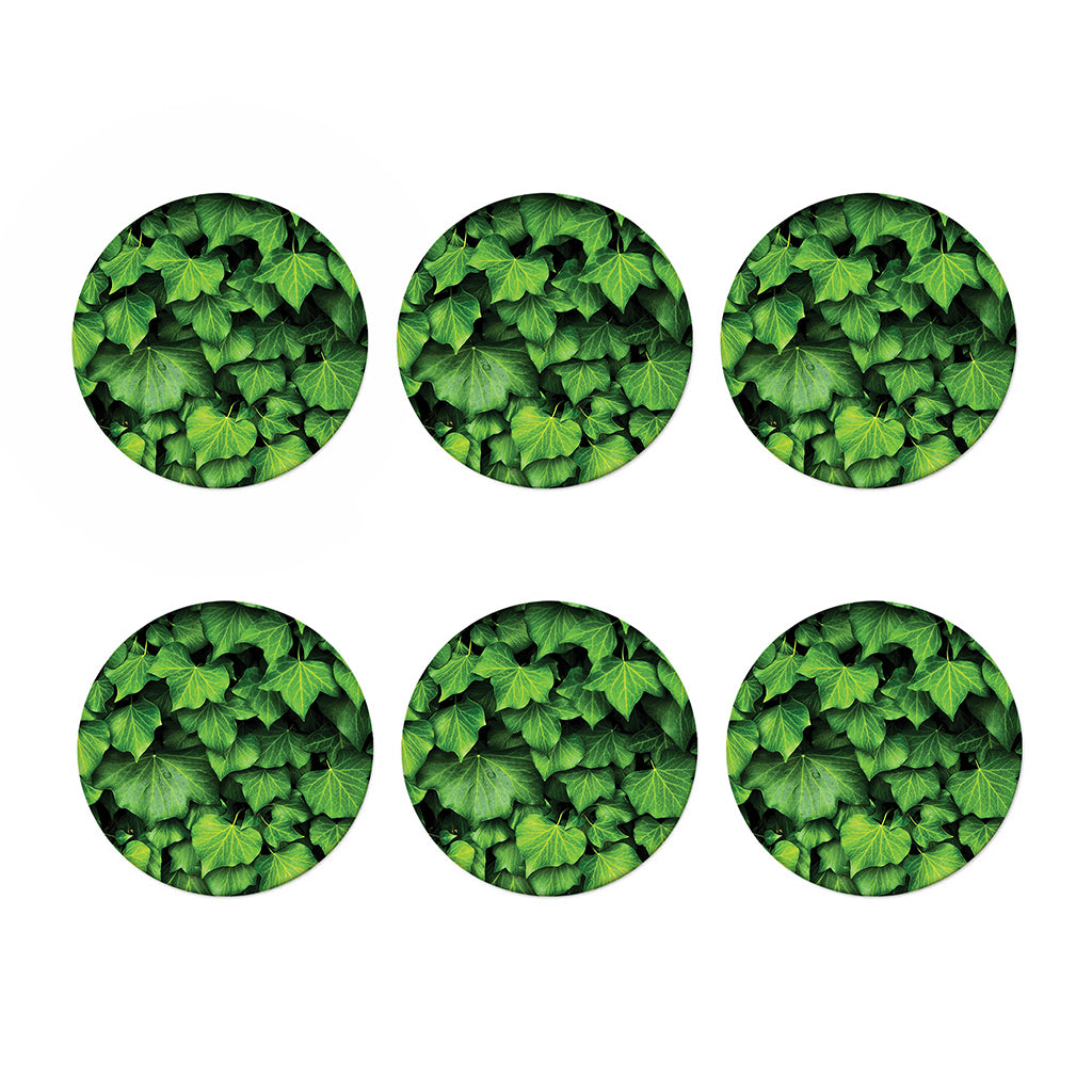 Green Ivy Leaf Print Coaster Set