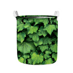 Green Ivy Leaf Print Collapsible Laundry Basket