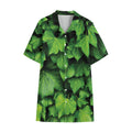 Green Ivy Leaf Print Cotton Hawaiian Shirt