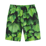Green Ivy Leaf Print Cotton Shorts