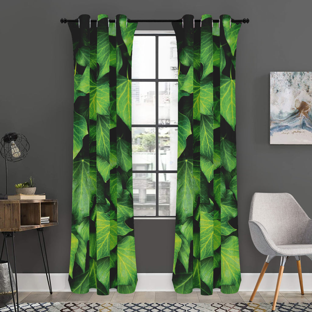 Green Ivy Leaf Print Curtain