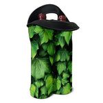 Green Ivy Leaf Print Double Neoprene Wine Tote