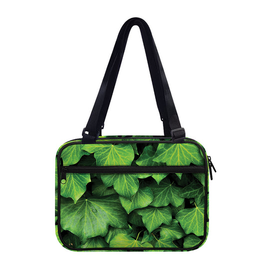 Green Ivy Leaf Print Double Strap Bible Bag