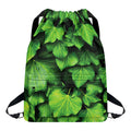 Green Ivy Leaf Print Drawstring Backpack