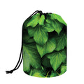 Green Ivy Leaf Print Drawstring Makeup Bag