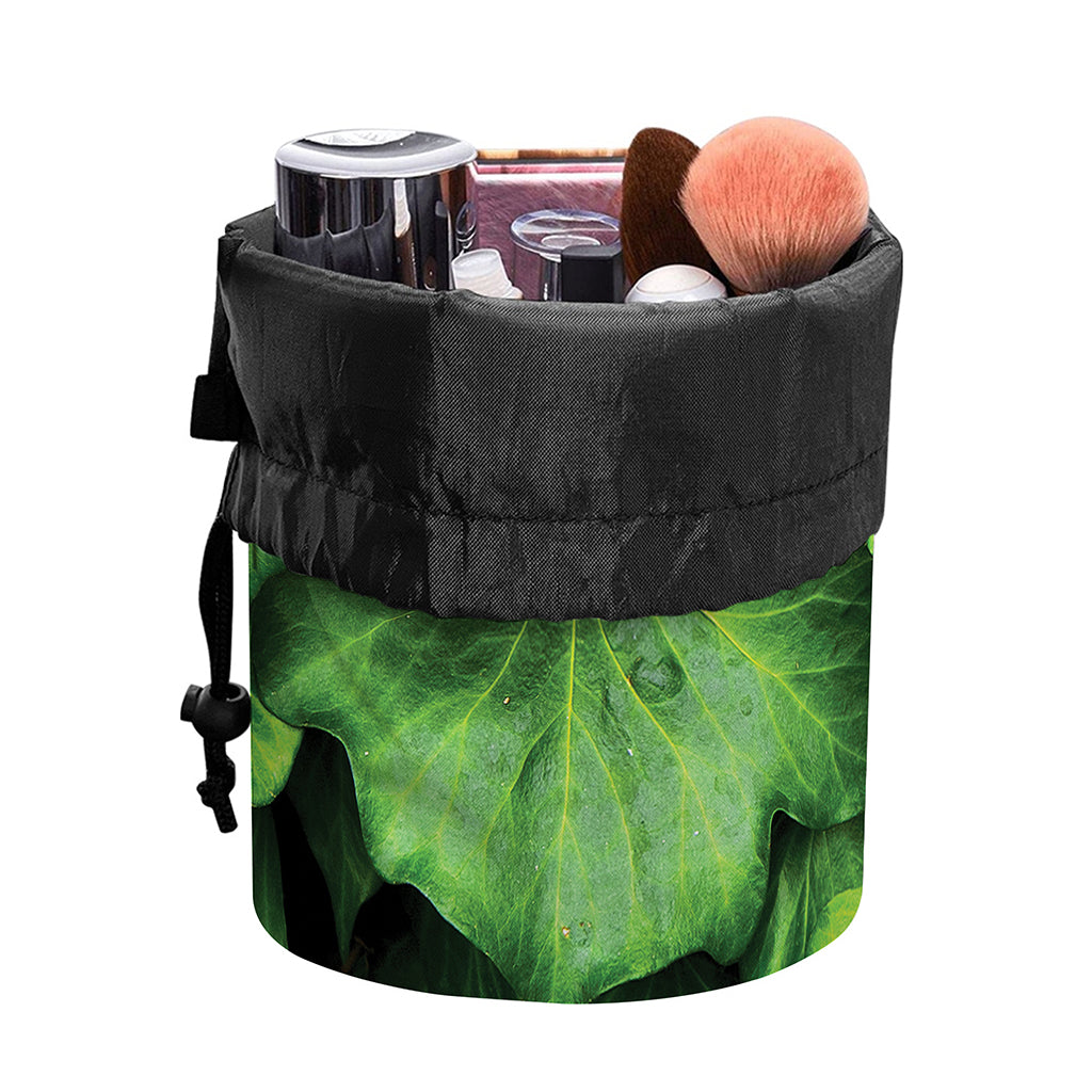 Green Ivy Leaf Print Drawstring Makeup Bag