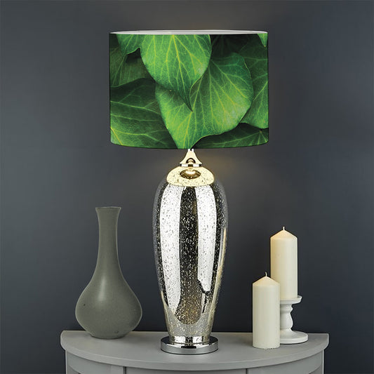 Green Ivy Leaf Print Drum Lamp Shade