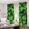 Green Ivy Leaf Print Extra Wide Grommet Curtains