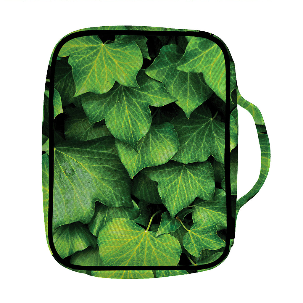 Green Ivy Leaf Print Front Pocket Bible Bag