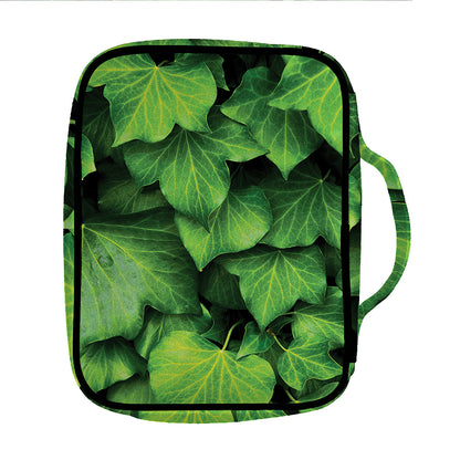Green Ivy Leaf Print Front Pocket Bible Bag