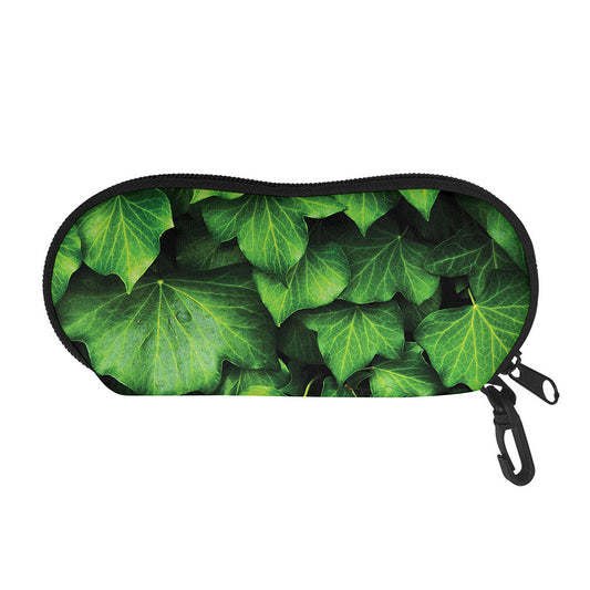 Green Ivy Leaf Print Glasses Case