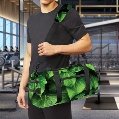 Green Ivy Leaf Print Gym Bag