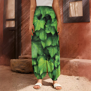 Green Ivy Leaf Print Harem Pants