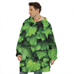 Green Ivy Leaf Print Hoodie Blanket
