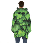 Green Ivy Leaf Print Hoodie Blanket