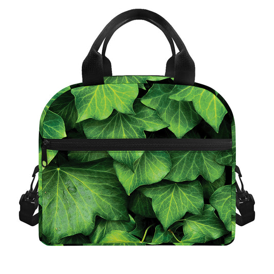 Green Ivy Leaf Print Insulated Lunch Bag