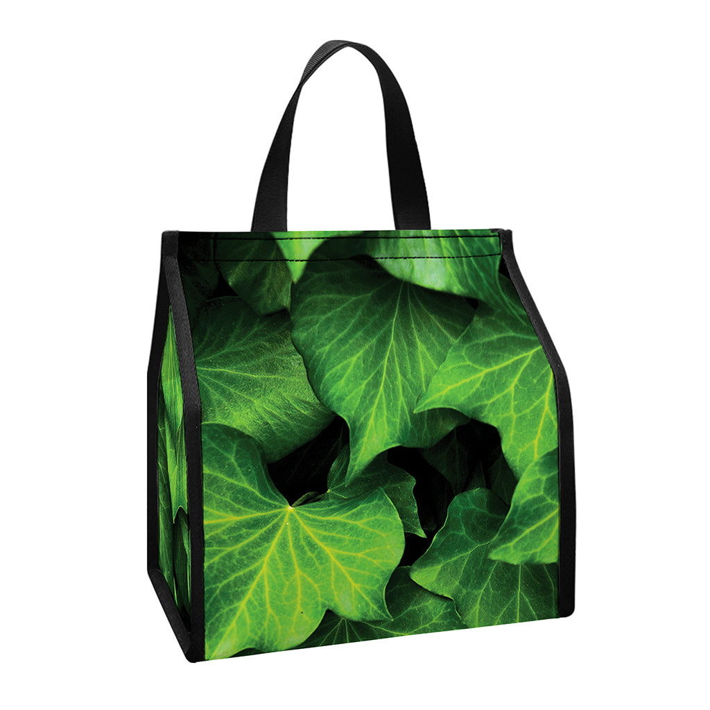 Green Ivy Leaf Print Insulated Lunch Tote