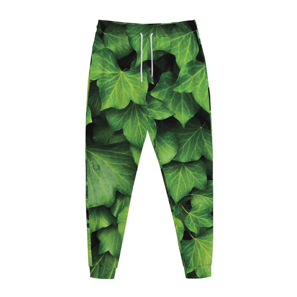 Green Ivy Leaf Print Jogger Pants