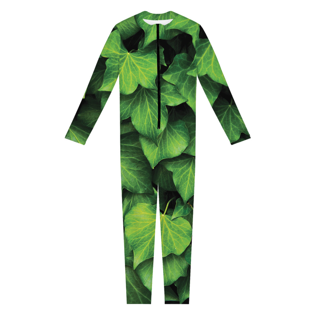 Green Ivy Leaf Print Jumpsuit