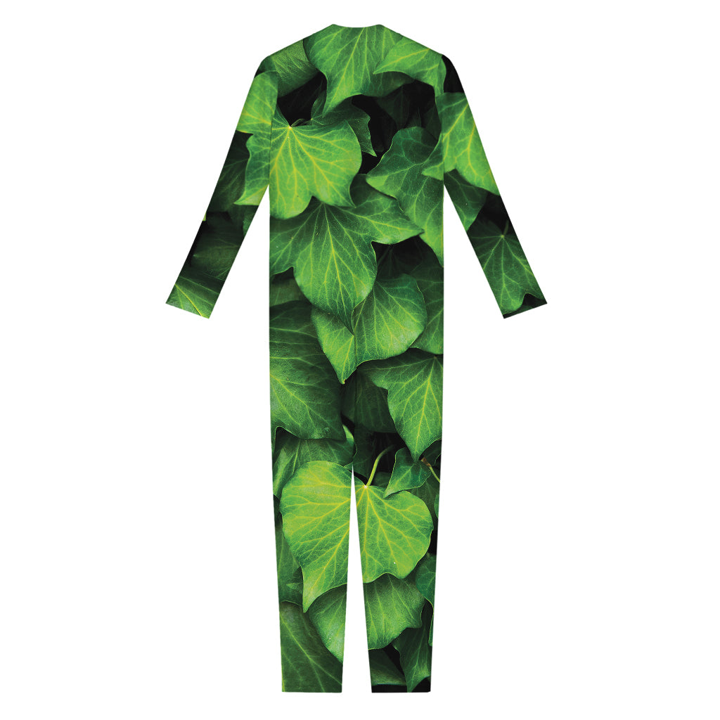 Green Ivy Leaf Print Jumpsuit