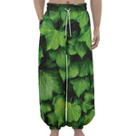 Green Ivy Leaf Print Lantern Pants