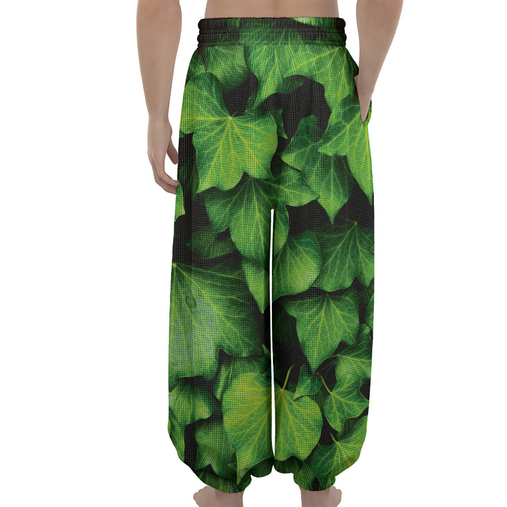Green Ivy Leaf Print Lantern Pants