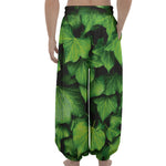 Green Ivy Leaf Print Lantern Pants