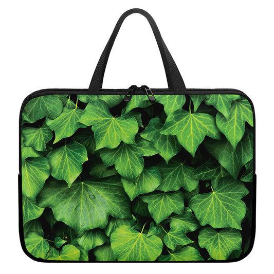 Green Ivy Leaf Print Laptop Sleeve With Handle