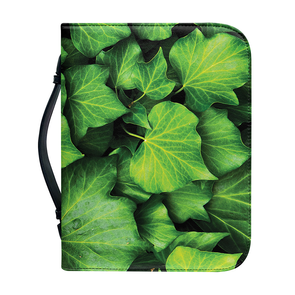 Green Ivy Leaf Print Leather Bible Cover