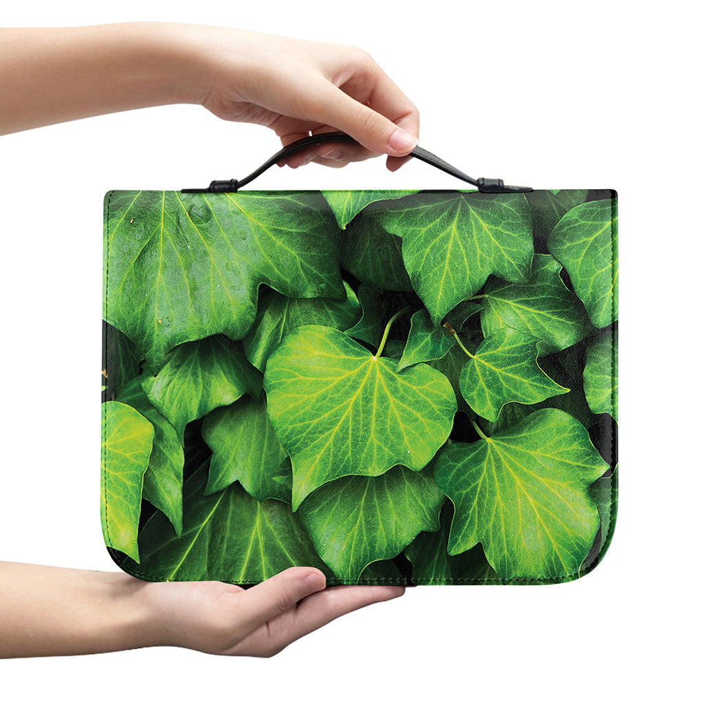 Green Ivy Leaf Print Leather Bible Cover
