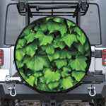 Green Ivy Leaf Print Leather Spare Tire Cover