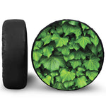 Green Ivy Leaf Print Leather Spare Tire Cover